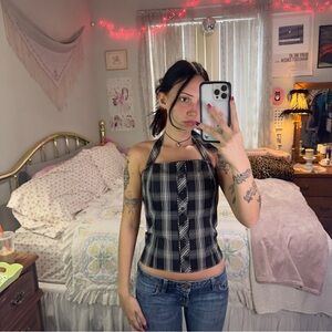 Y2K Plaid Halter Top